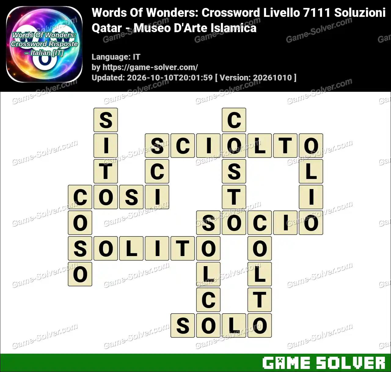 Words Of Wonders: Crossword Livello 7111 Soluzioni – Qatar – Museo D’Arte Islamica